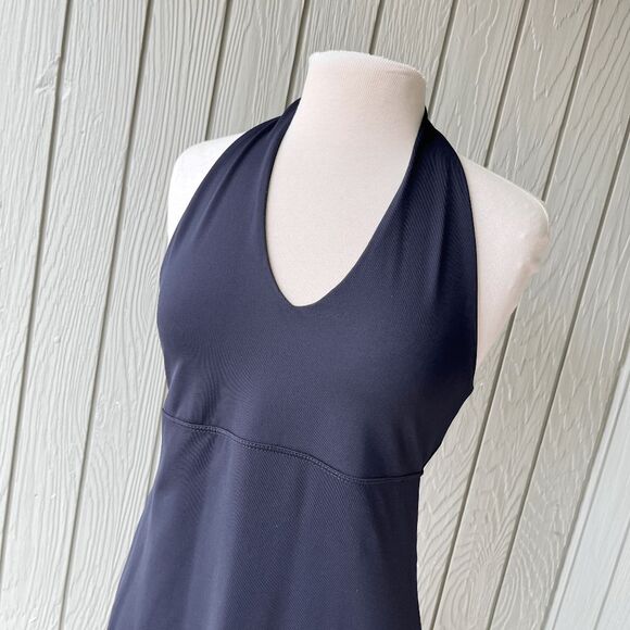 Patagonia Navy Halter Dress Open Back Tie Size M Travel Beach Casual - Picture 4 of 7